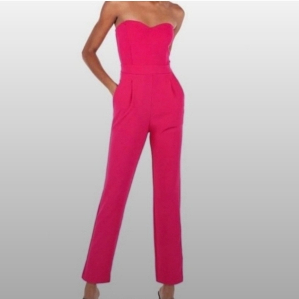 Express Pink Ankle Cropped Jumpsuit